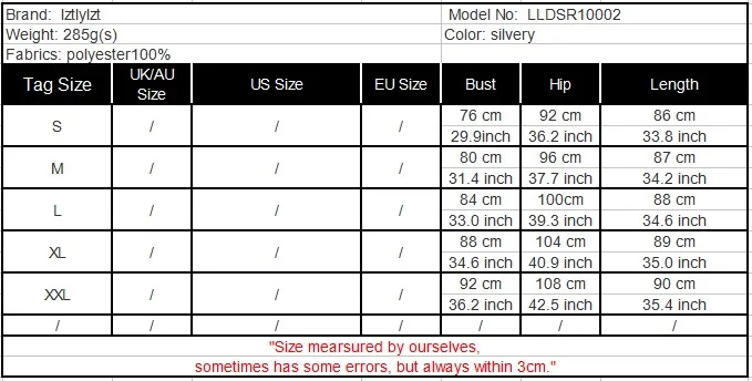 SIZE TABLE