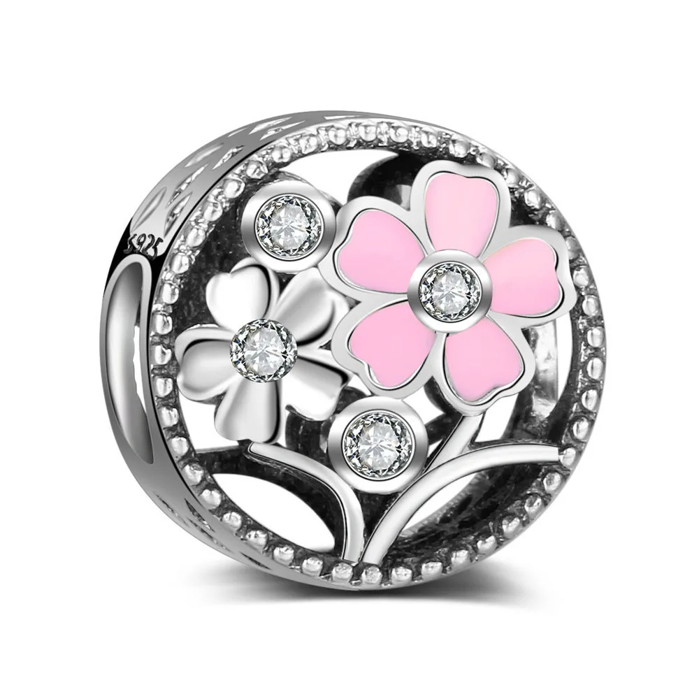 

Authentic 925 Sterling Silver Beads Shine Flower Crystal Glaze Round Bead For Original Pandora Charm Bracelets & Bangles Jewelry