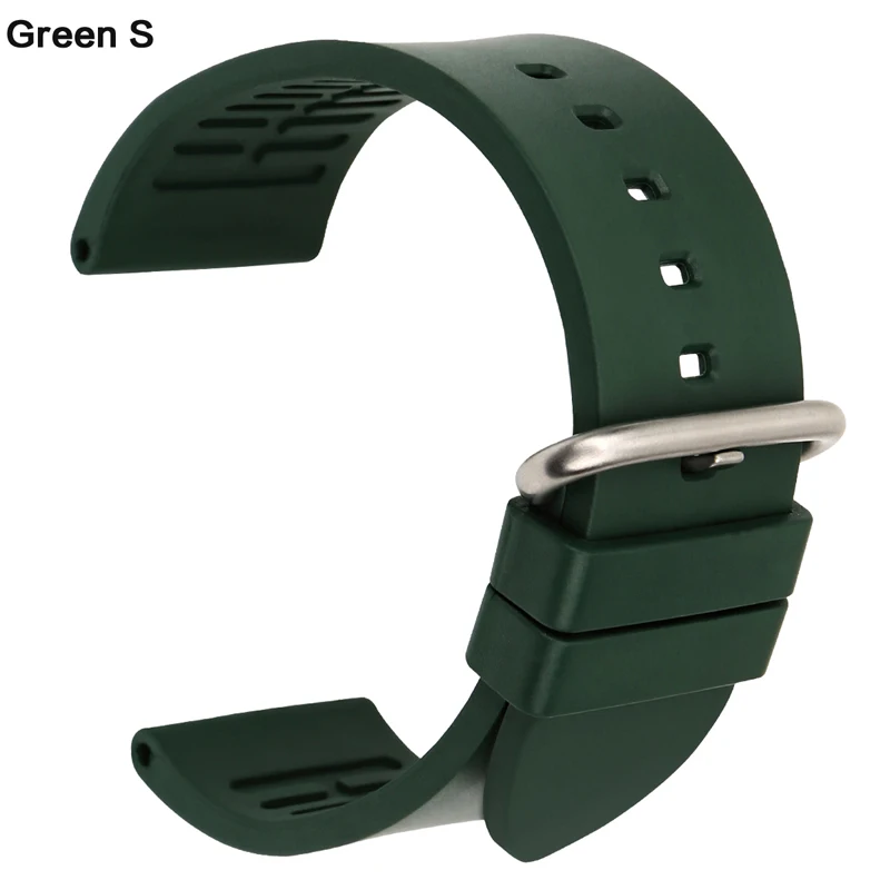 MAIKES, 20 мм, 22 мм, 24 мм, фтороресцентные резиновые Ремешки для наручных часов, оранжевые спортивные Смарт-часы, ремешок, аксессуары для часов, ремень для браслета - Цвет ремешка: Green S