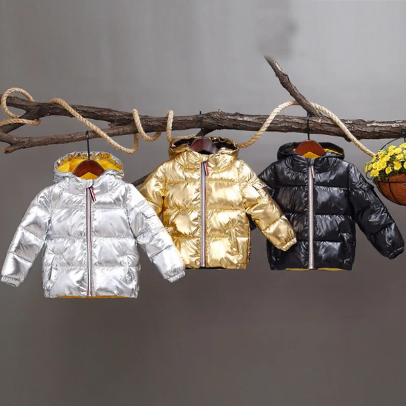 Коллекция года, зимняя куртка осеннее пуховое хлопковое пальто для маленьких мальчиков и девочек Теплые куртки детский зимний костюм, верхняя одежда Новогодняя куртка с капюшоном