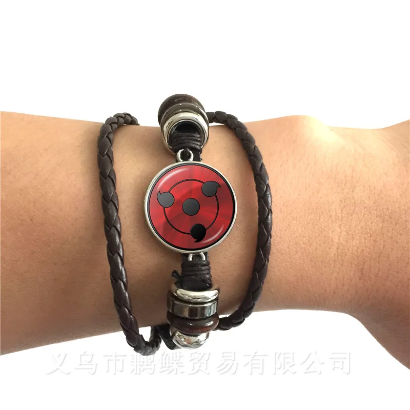 Японский браслет Uzumaki Наруто Uchiha сасуке Шаринган ювелирные изделия из кожи
