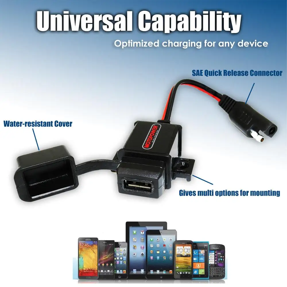 MOTOPOWER-Chargeur USB étanche pour moto MP0609A, 3,1 A, adaptateur pour téléphone et GPS, charge sur la route