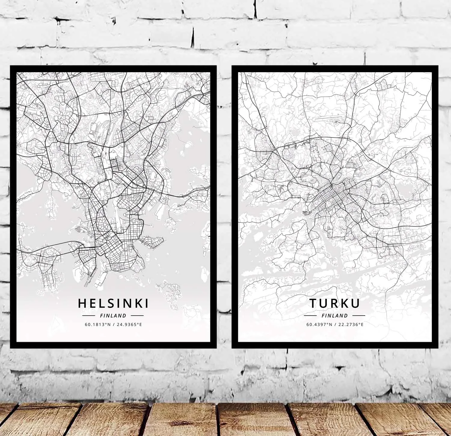 

Helsinki Turku Finland Map Poster