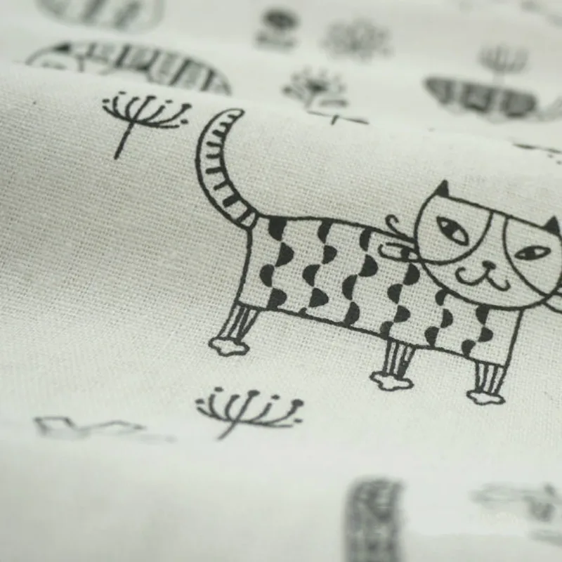 Хлопчатобумажная и льняная ткань смешанная с принтом кошек хлопковая ткань DIY диван занавеска скатерть для домашнего декора хлопчатобумажная ткань