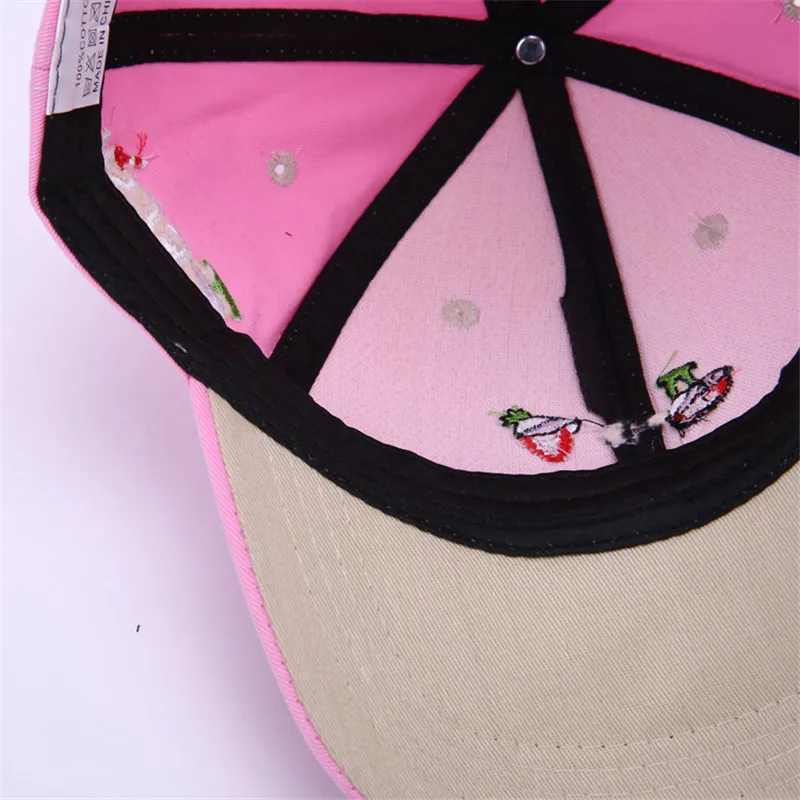 2017 lindo gorra de béisbol de algodón de Primavera de tapas para las mujeres las niñas Casual frutas patrón de pesca sombrero de moda Snapback gorras Baseball B63 2017 lindo gorra de béisbol de algodón de Primavera de tapas para las mujeres las niñas Casual frutas patrón de pesca sombrero de moda Snapback gorras Baseball B63