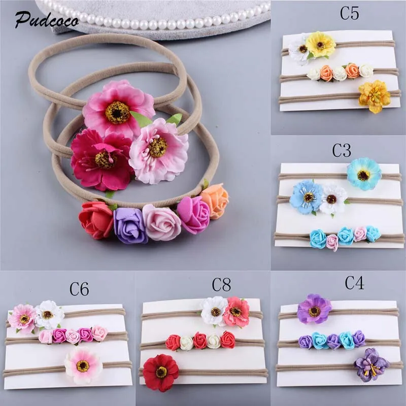 2019 Brand New 3 Pcs/Set Kids Baby Girls Cute Flower Headband Princess Children Hair Band Boho Holiday Head Wear 6 Colors | Детская