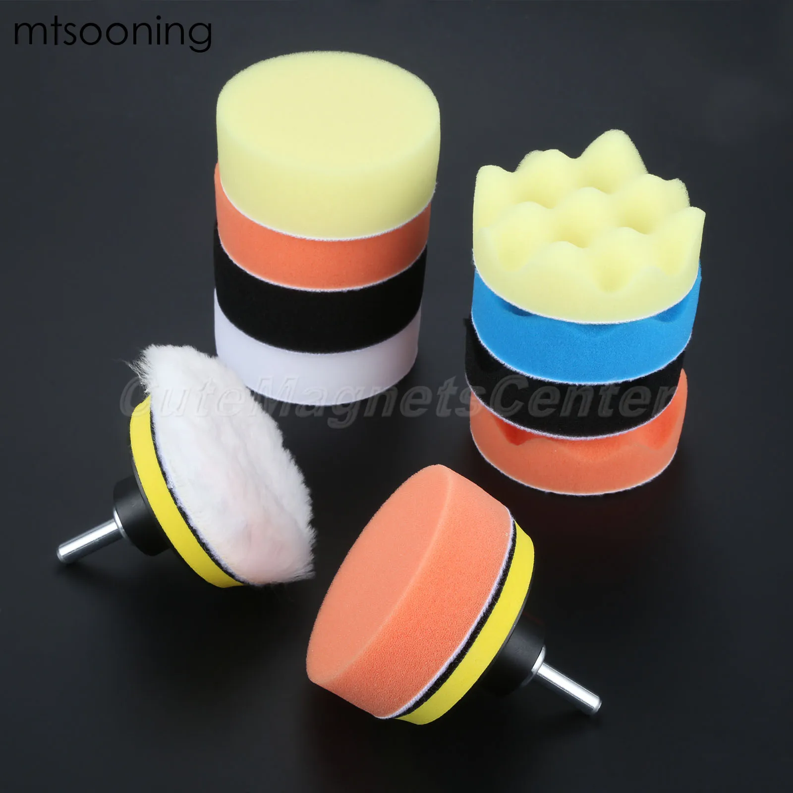 Conjunto de Almofada de Polimento do Carro Mtsooning Polegada M10 Broca Adaptador Enceramento Polimento Almofadas Conjunto Polisher & 25 Pçs 3 6 Esponja p/ encerar