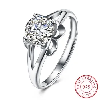 

UFOORO 925 Silver Ring with CZ Fine Jewellry for Women 2017 New Resizable Real 925 Sterling Silver Jewelry USH-R0013