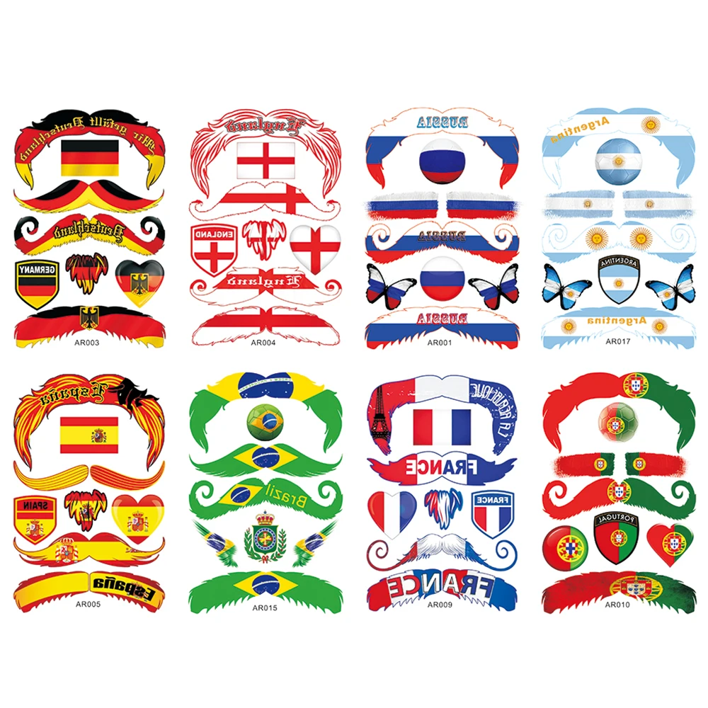 

Flag Tattoo Stickers Brazil England Russia Germany Argentina Spain France Portugal National Flag Sticker Wall sticker