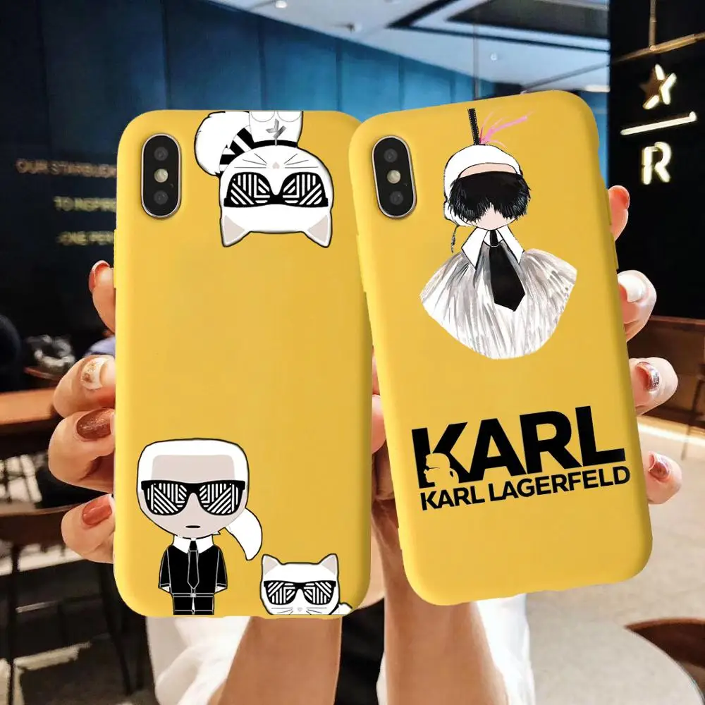 Karl Lagerfeld карамельный цвет чехол для телефона TPU iPhone 7 8 XS XR XSMAX красный желтый