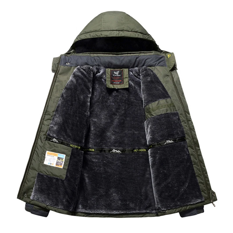 YIHUAHOO мужская зимняя куртка 8XL 9XL толстая теплая с капюшоном флисовая