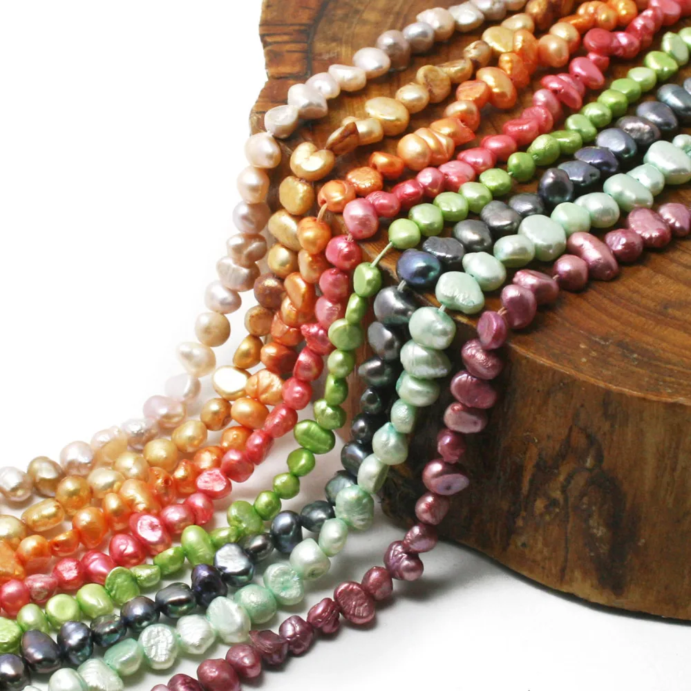 

6-7mm 35.5cm/bag Irregular Shape Natural Dyed Freshwater Pearl Beads Loose Pearl Beads For Jewelry Making Necklace Bracelet DIY