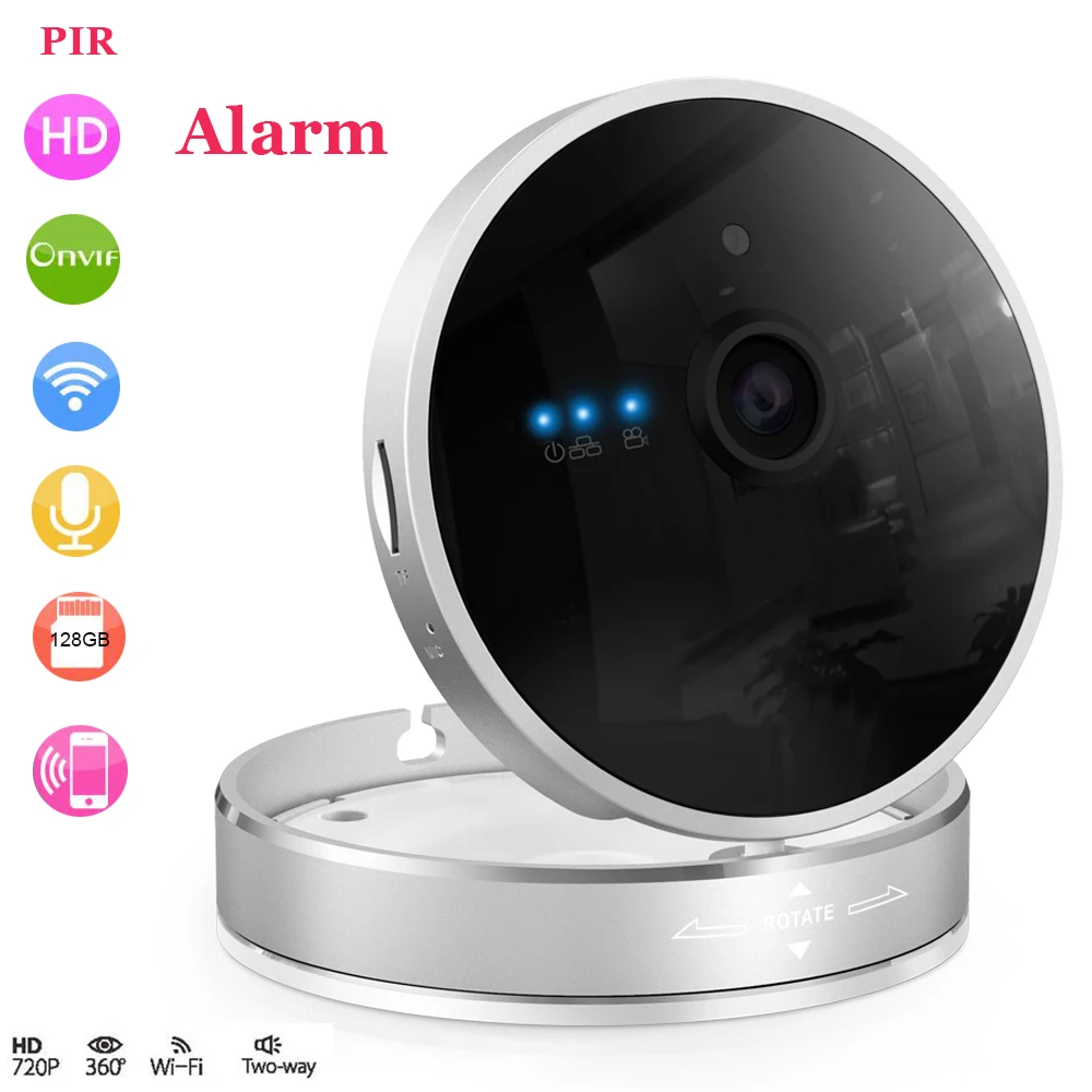 

HD 720P Wireless IP Camera Smart Home IP Cube Camera Wifi P2P Night vision PIR Alarm audio SD Card slot IR cut Motion detection