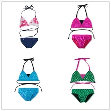 Летнее платье для маленьких девочек Сексуальная Русалка бикини ванный комплект из двух частей купальники для девочек из двух частей комплект бикини Пляжная вырез бикини