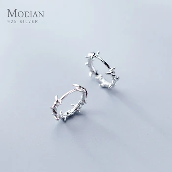 

Modian Top Quality Charm Branch Jewelry Classic Fashion 100% 925 Sterling Silver Tree Leaf Hoop Earrings For Women Anniversary