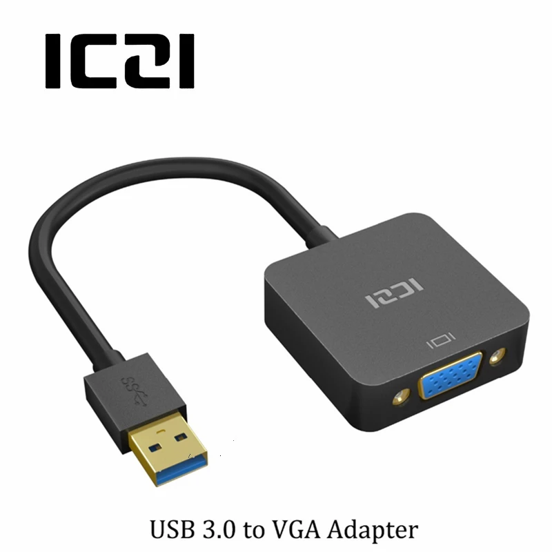 

ICZI USB 3.0 to VGA Video Display External Cable Adapter 1080P 60Hz male to female for PC Laptop Windows 10/ 8.1/ 8/ 7/ XP