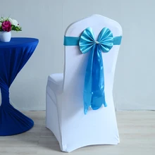 Бирюзовый цвет стул створки длинный хвост бабочка стиль свадебное украшение для стульев роскошный стул галстук-бабочка Подвязка из лайкры и спандекса