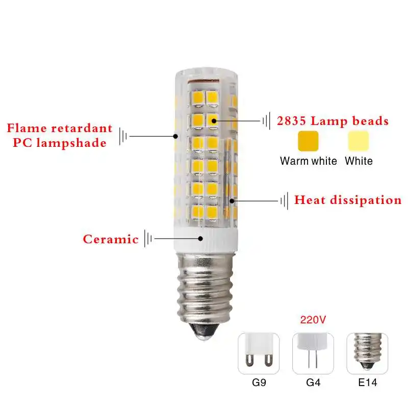 Светодиодная лампа LATTUSO Mini E14 G4 G9 220 В SMD 3 Вт 5 7 51 светодиод 75 светодиодов для