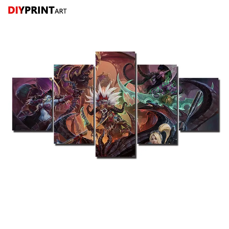 

Starcrafts Warcrafts Diablos 5 Panels Print Poster Canvas Paintings for Bedroom Decoration A1216