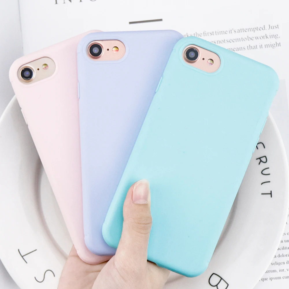 

Simple Solid Color Phone Case for iPhone X case Soft Silicone Candy Color Cover Case for iPhone 7 8 6 6S Plus XS Max XR Case