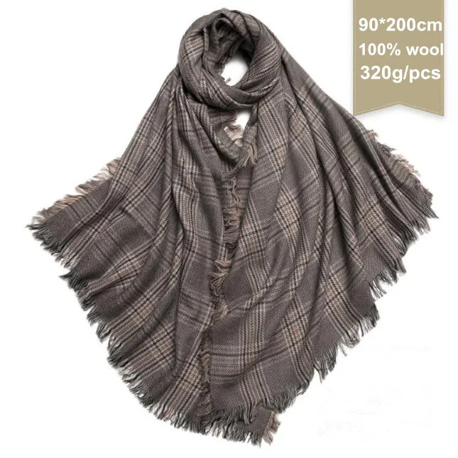 

Naizaiga 100% pure wool plaid fashion thick shawl fall winter ring scarves 320g/pcs,QYR24