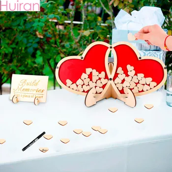 

Huiran Double Heart Signature Guest Book Wedding Decoration Guestbook Wedding Signature Book Weddings & Events Guests Communion