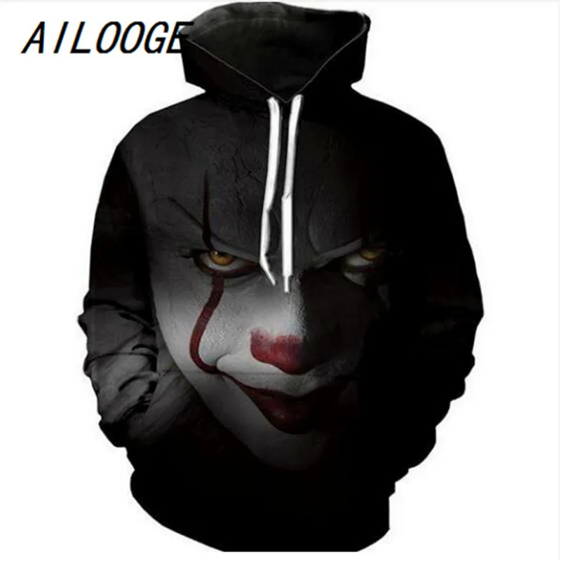 AILOOGE новый фильм IT Pennywise клоун Стивен Кинг 1990 2017 толстовка с капюшоном из фильма