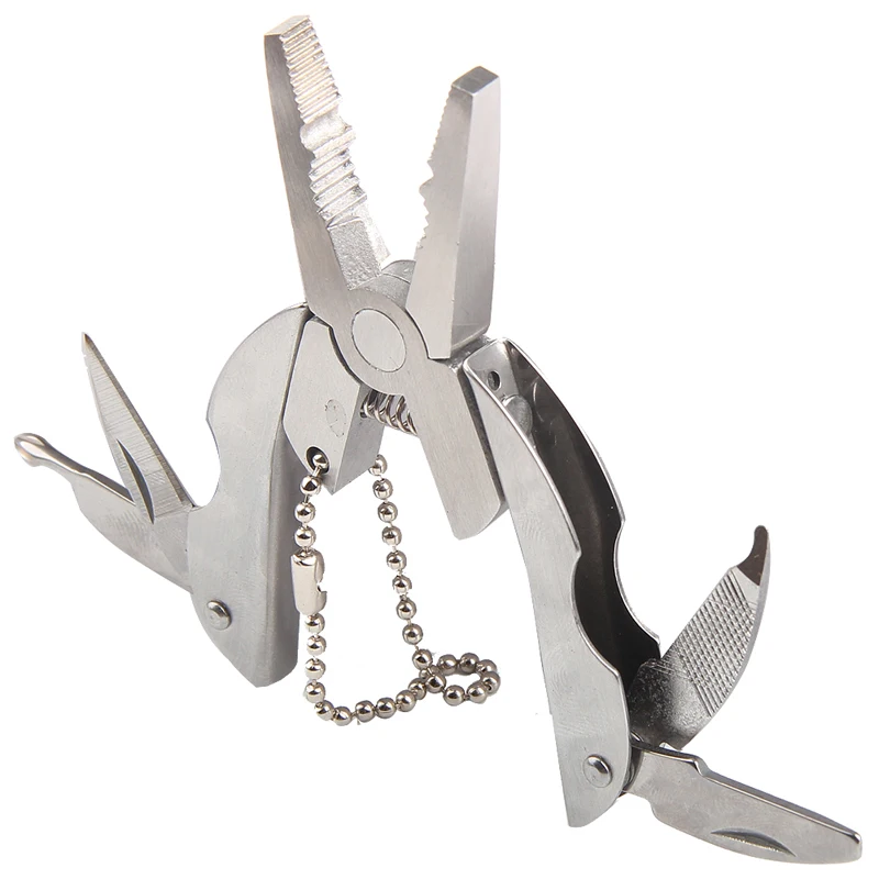 Portable Multifunction Stainless Steel Folding Plier Foldaway Knife Keychain Screwdriver 21-39-5