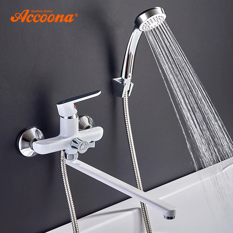 Accoona Bathroom Bathtub Faucet Shower set Outlet Pipe Cold and Hot Bath Faucets Surface Lacquered Faucets Head A7166