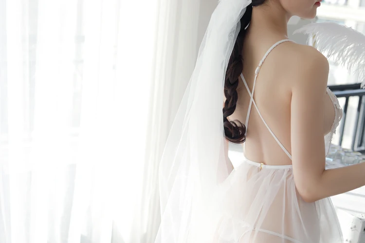 Белье шифон сексуальный соблазн Свадебные Ночные сорочки кружева марлевые Свадебная вечеринка платье вуалью костюм спинки ночная форма