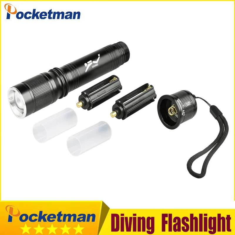 

6200Lm T6 Waterproof Dive Underwater 80 Meter LED Diving Flashlight Torch Lamp Light Camping Lanterna With Stepless dimming