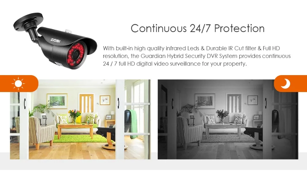 ZOSI 4CH CCTV система 1080p DVR 4 шт 2.0MP IR Всепогодная наружная система камер домашней безопасности 4CH DVR комплект