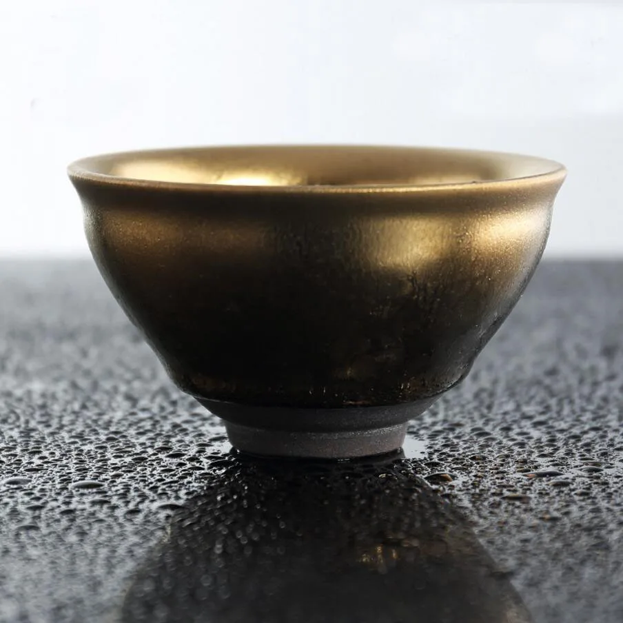 Золотой масляные капельки Встроенная лампа керамика temmoku чай свет Образец чашки чая мастер одной чашки чайный набор кунг-фу - Цвет: 100ml