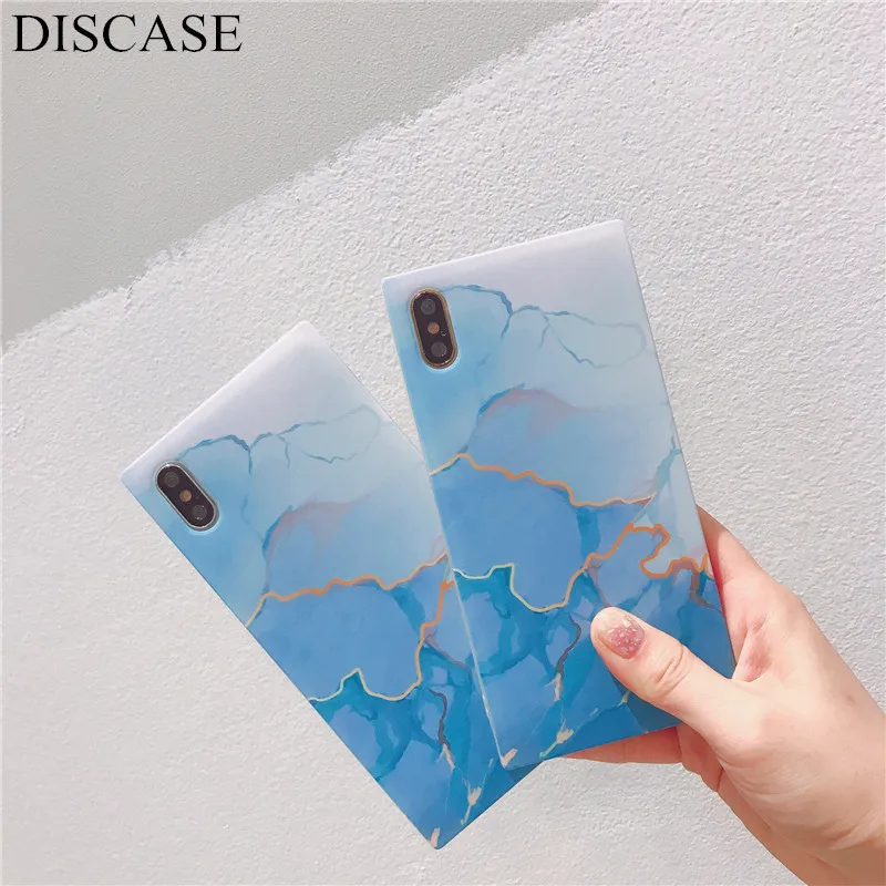 

DISCASE Fashion Square Phone Case For iphone XS MAX XR Case Luxury Marble Soft Shell INS Wind For iphone 8 7 6 6s plus Funda Bag