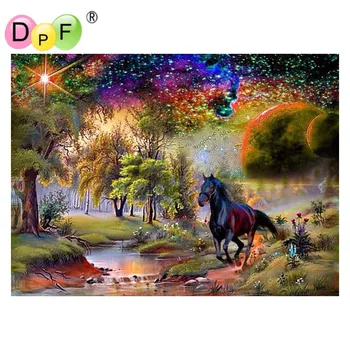

DPF Needlework 5D Diy Diamond Painting Forest horse Diamont Painting Embroidery Mosaic painting pasted painting