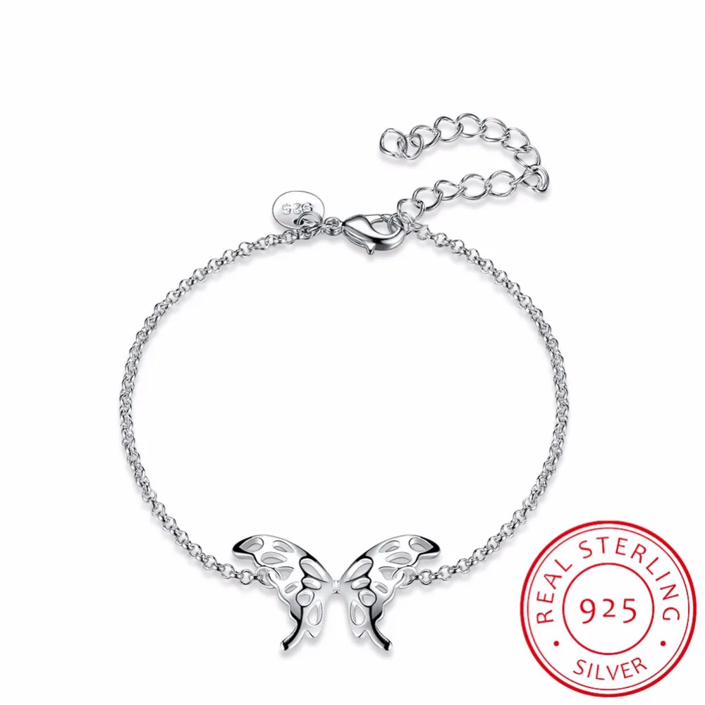 

LEKANI Bracelets & Bangles 2017 New 925 Sterling Silver Fine Jewelry One Direction Charm Butterfly Bracelets For Women
