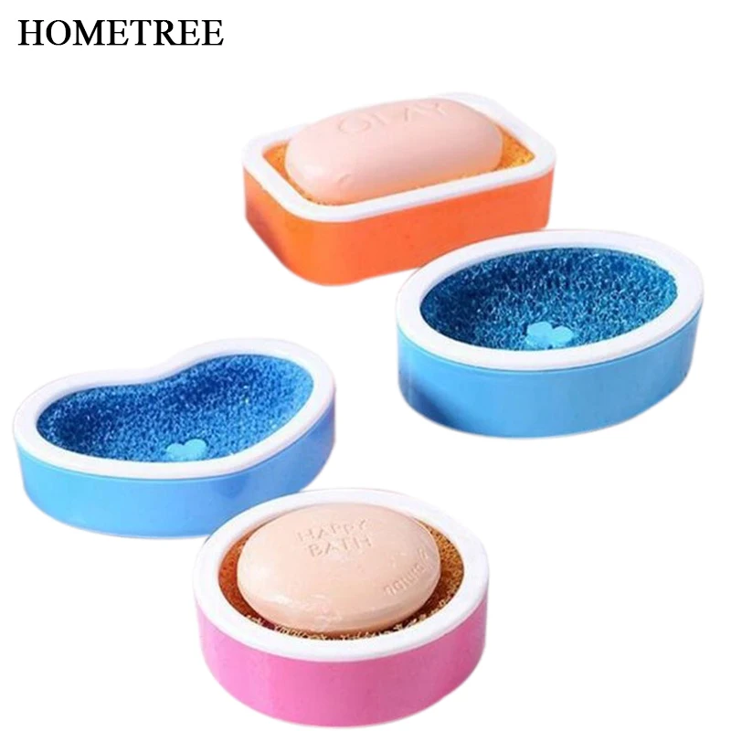 

HOMETREE High Quality Smiling Face Sponge Soap Dish Box Love Case Holder Wash Shower Home Bathroom Accessories Set Soap Dish H51