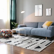 Шерсть ковер килим геометрический Богемия индийский плед черный белый полосатый современный дизайн в скандинавском стиле