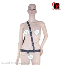 

Sexy Black Military Latex Belts buckle rubber Belts With D rings Gummi Suspenders XXXL plus size PD-001