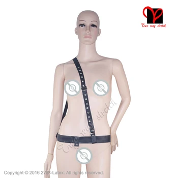 

Sexy Black Military Latex Belts buckle rubber Belts With D rings Gummi Suspenders XXXL plus size