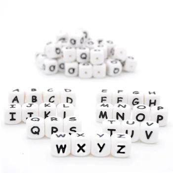 

DHL 1000pcs Letter Silicone Beads Baby Teether Beads Chewing Alphabet Bead For Personalized Name DIY Teething Necklace 12mm