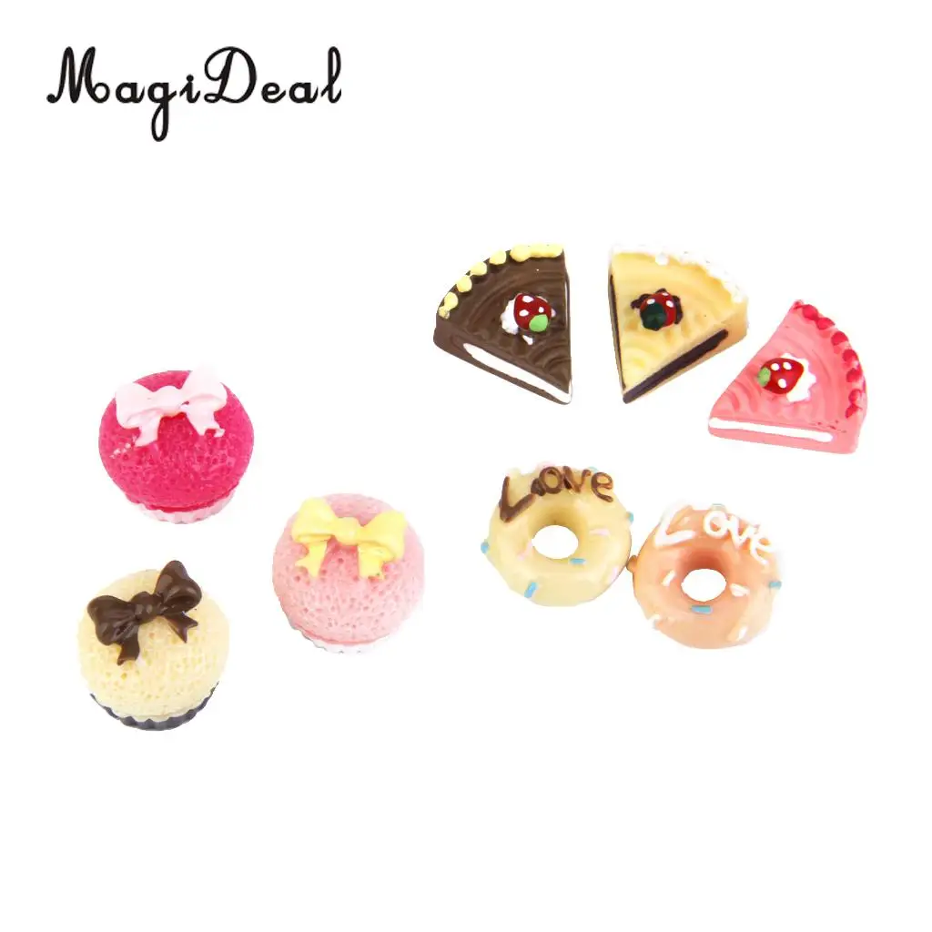 MagiDeal 8Pcs Resin Kitchen Food Creamy Cakes Dollhouse Miniature 1/12 for Birthday Wedding Bakery Scene Kids Pretend Play Toy
