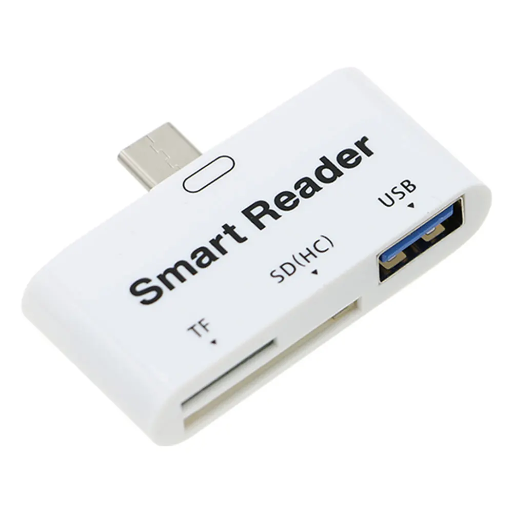 3 в 1 USB 2,0/TF/SD(HC) слот для type C OTG Смарт-кардридер адаптер конвертер белый цвет
