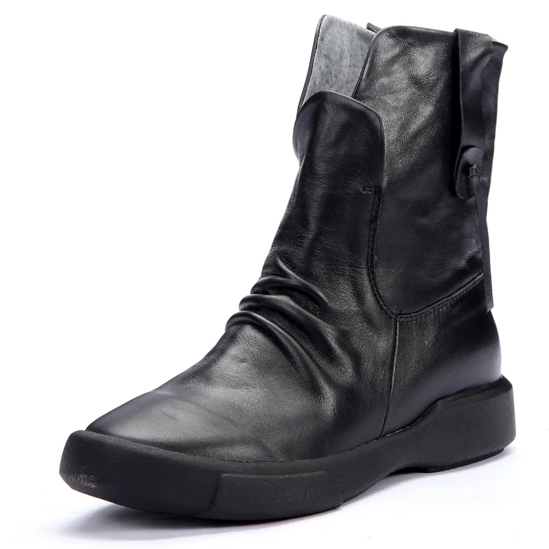 

Fashion handmade platform autumn womens riding boots genuine leather motorcycle boots Breathable women casual ankle boots