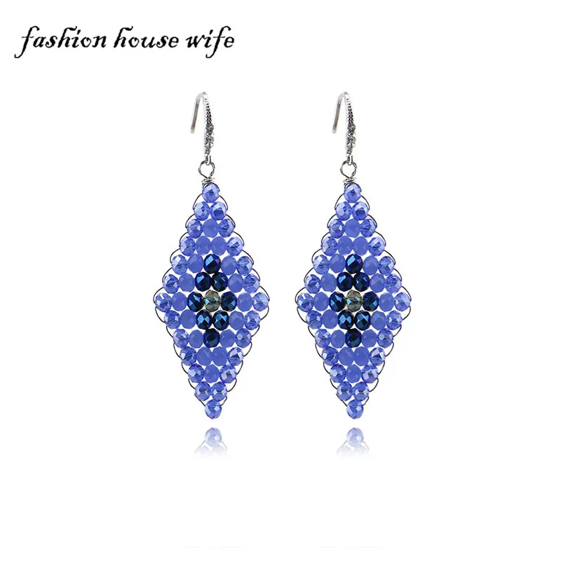 Fashion Handmade Crystal Rhombus Drop Earrings Earring For Women