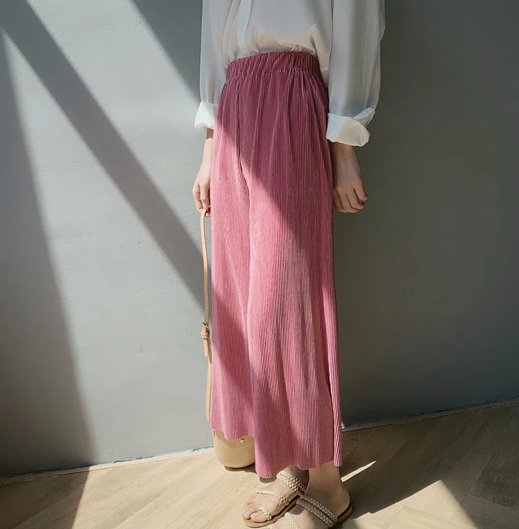 Kinikiss Women black summer pants 2017 white loose wide