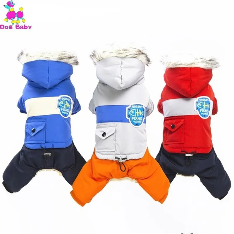 

Christmas Thickening Warm Jacket Winter Dog Clothes Pet Coat Clothing Hooded Jumpsuit Warm Clothes For Dogs