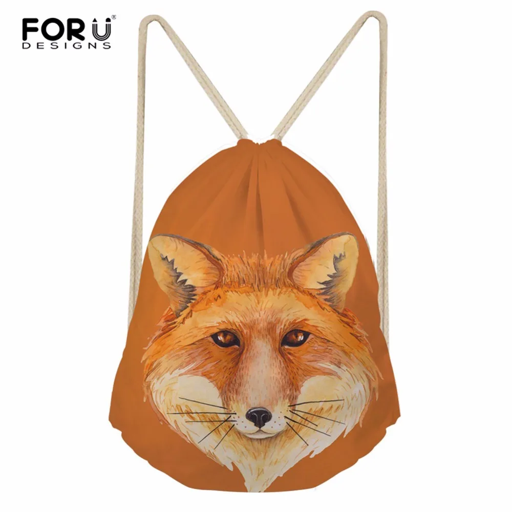 FORUDESIGNS Girl Drawstring Bag Polyester For Kids With Cute Animal