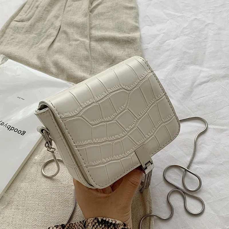 

High quality small bag female 2019 new texture simple chain shoulder bag popular stone pattern Messenger bag