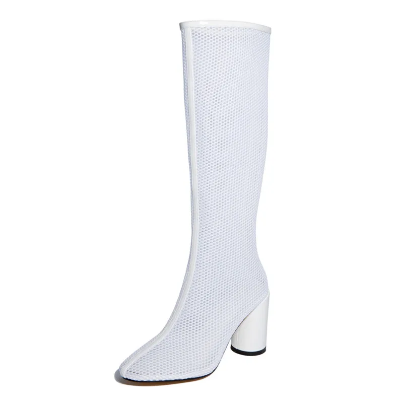 De Creusant Zip Bal Bottes Hautes Dames blanc Black D'été Femmes Pour Mode Élégant Chaussures Bout Asumer 2019 Femme Rond 08knONXwP